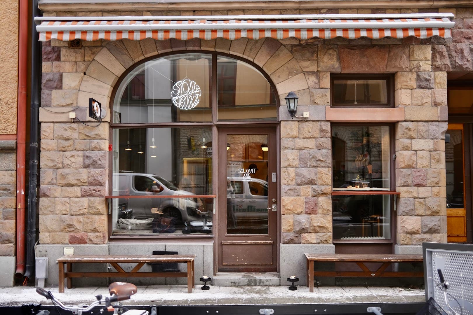Storefront of Solkant Café & Roastery, specialty coffee shop in Stockholm