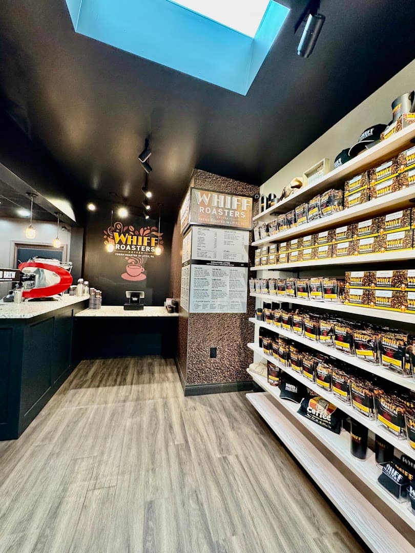 Interior of Whiff Roasters, specialty coffee shop in Lancaster