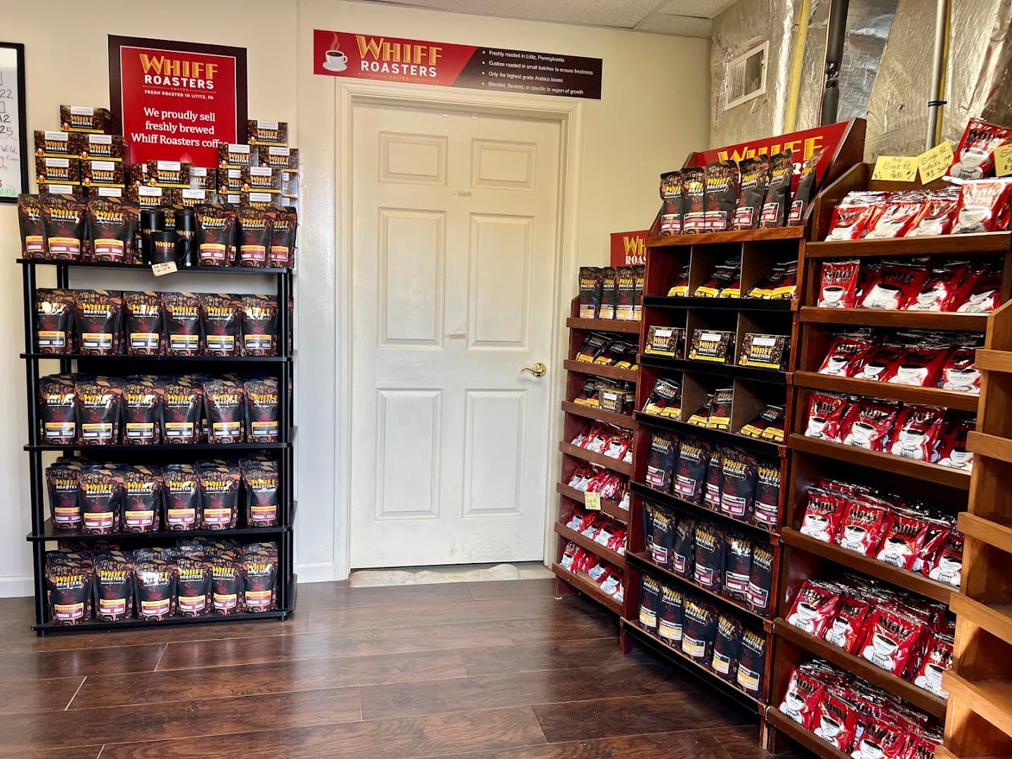 Interior of Whiff Roasters, specialty coffee shop in Lancaster