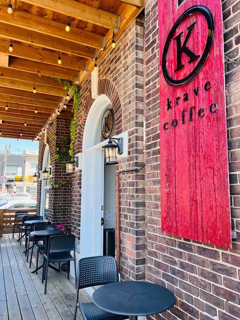Storefront of Krave Coffee, specialty coffee shop in Toronto