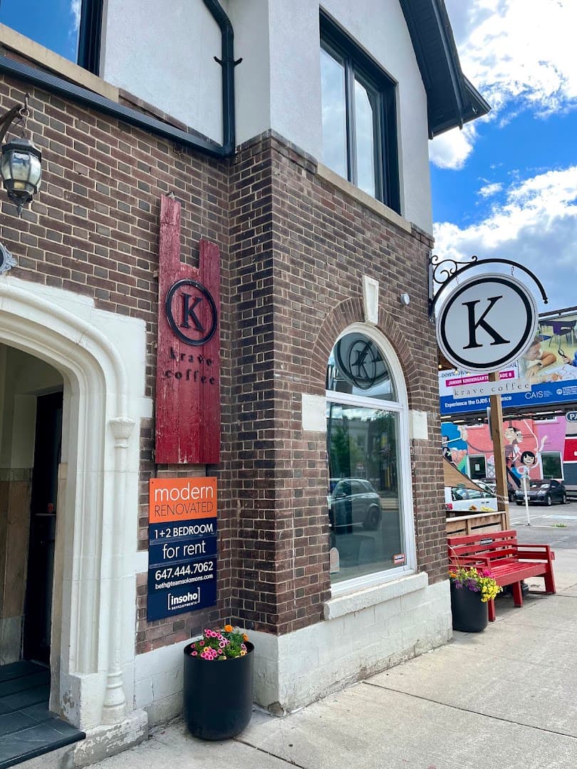 Storefront of Krave Coffee, specialty coffee shop in Toronto