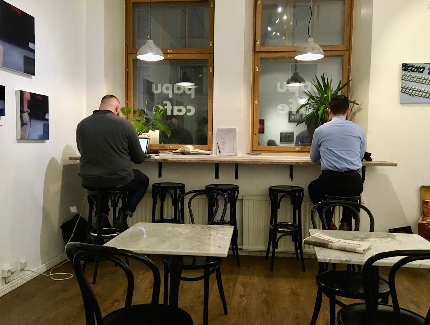 Interior of Papu Cafe, specialty coffee shop in Helsinki
