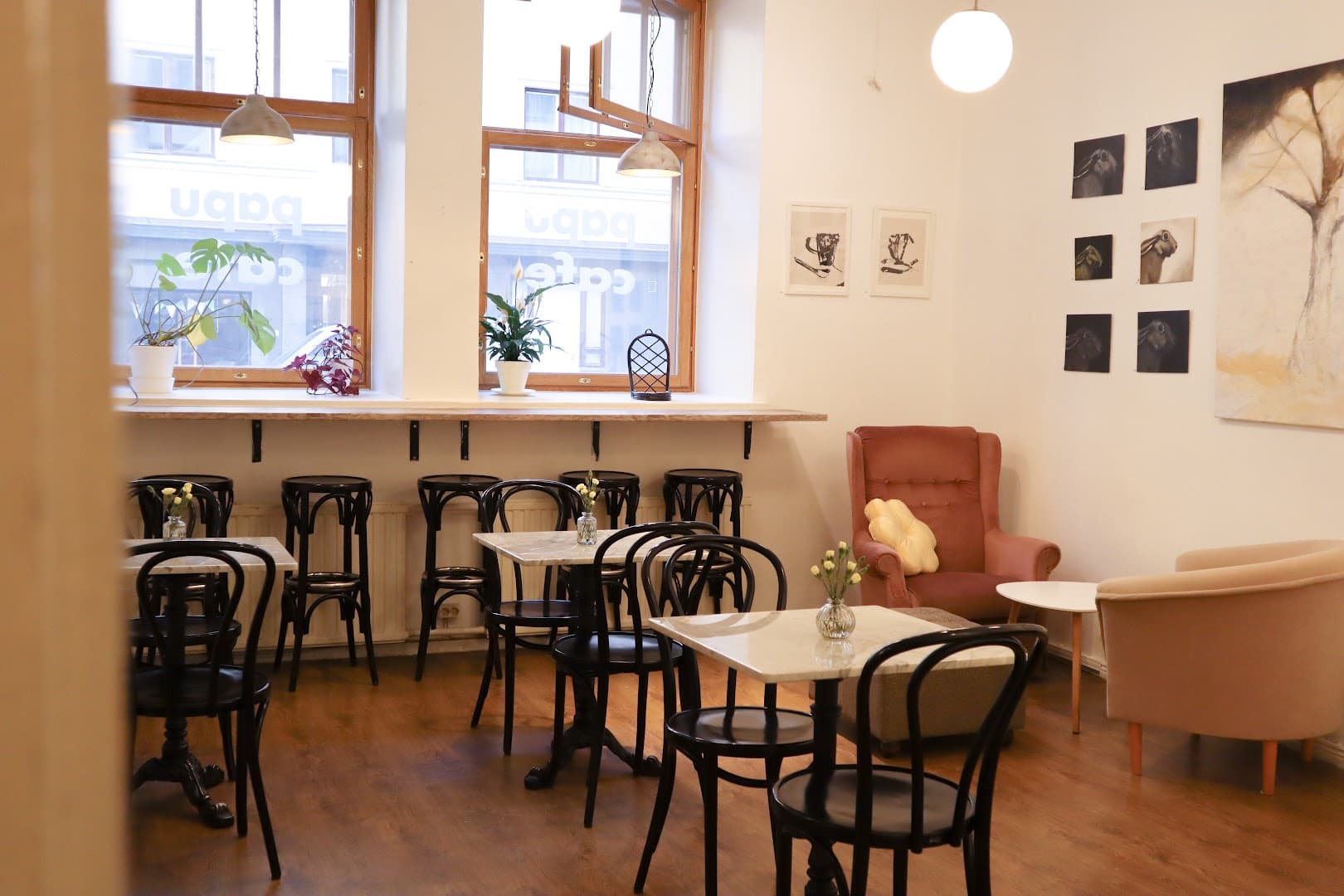 Interior of Papu Cafe, specialty coffee shop in Helsinki