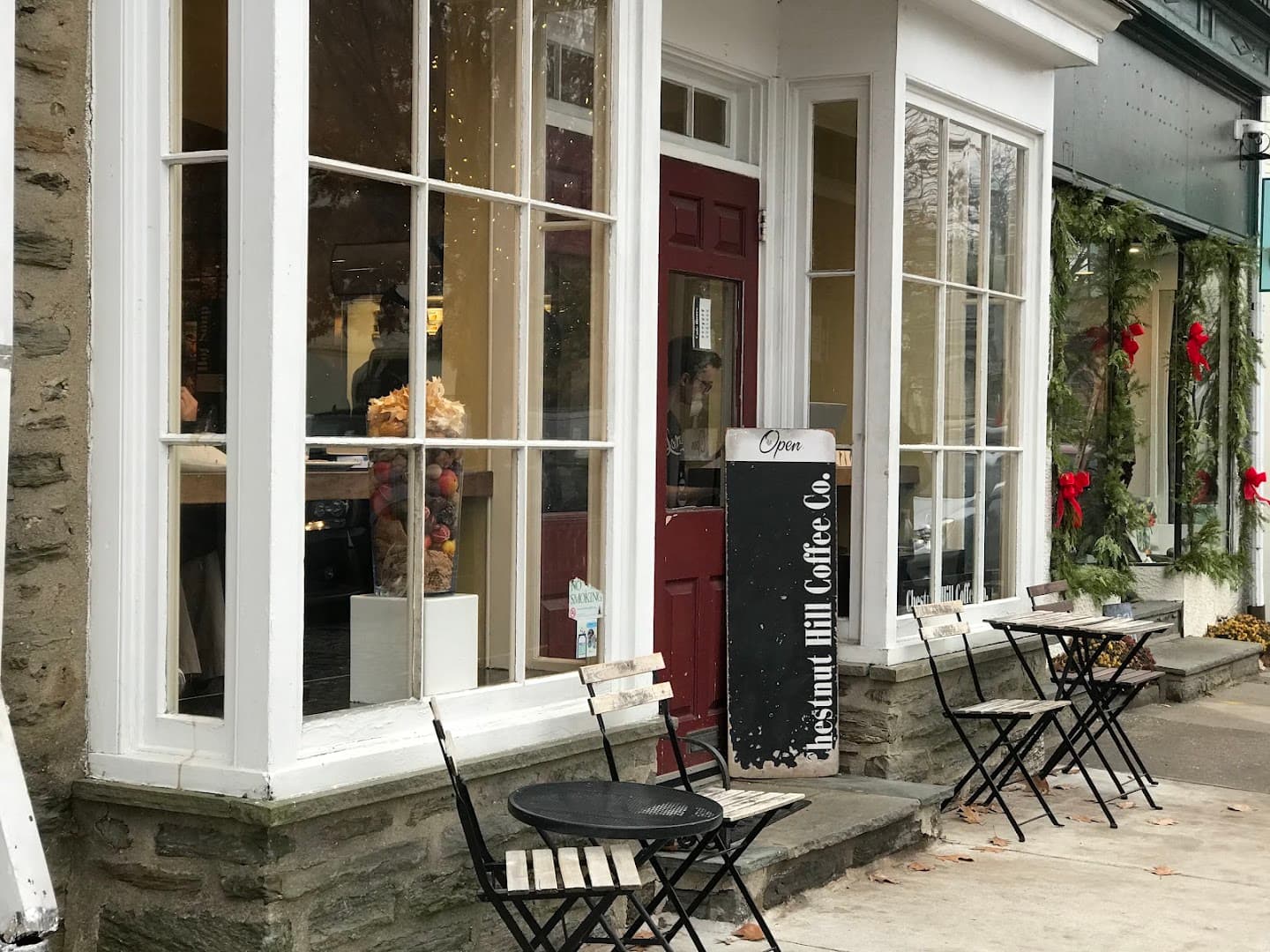 Storefront of Chestnut Hill Coffee Co, specialty coffee shop in Philadelphia