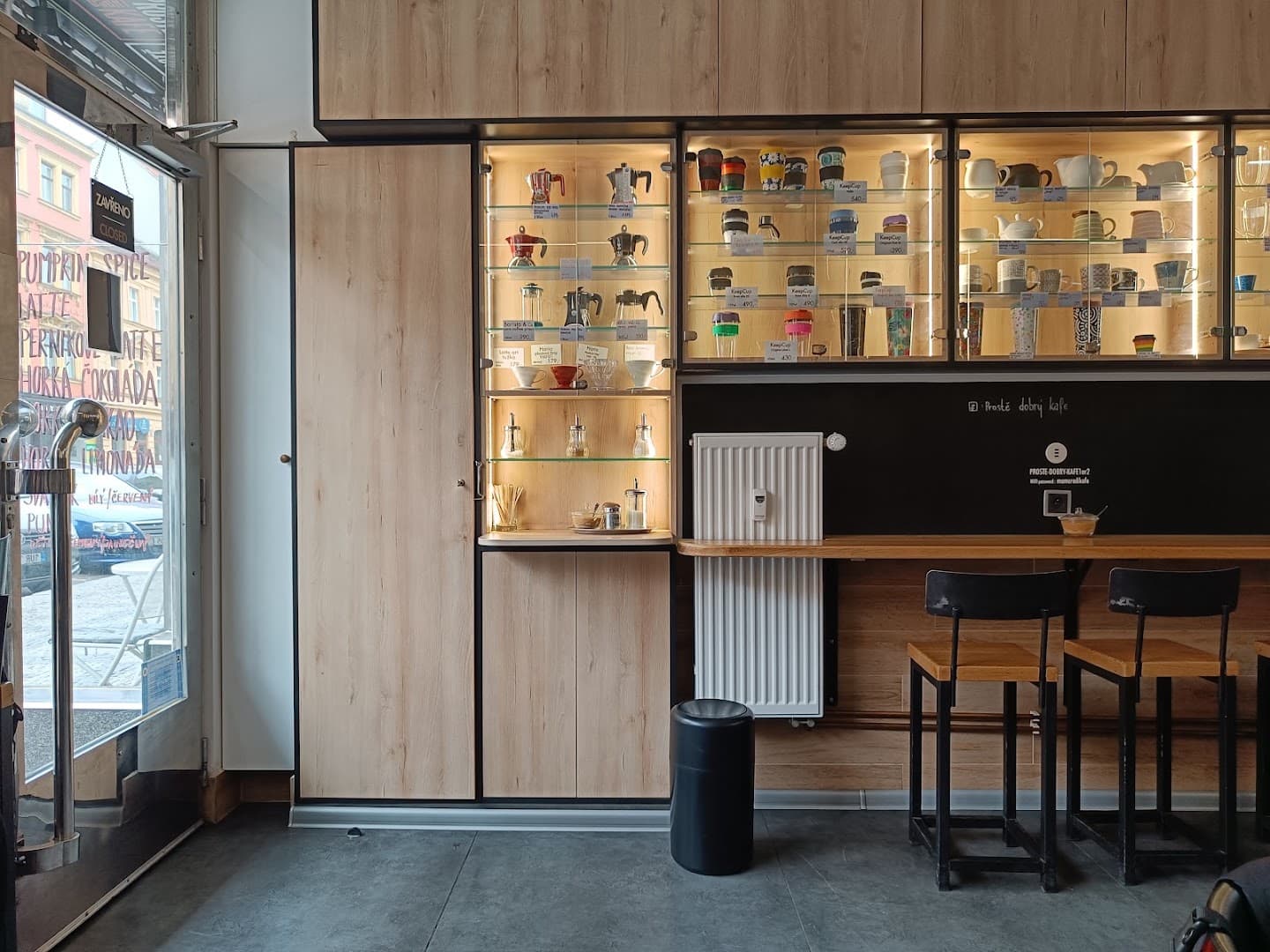 Interior of Prostě Dobrý Kafe, specialty coffee shop in Prague