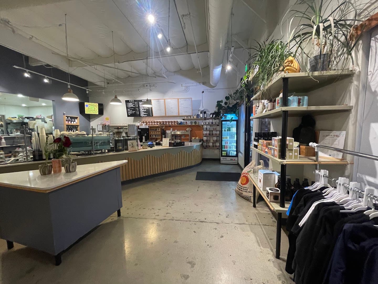 Interior of COMPA COFFEE ROASTERS, specialty coffee shop in San Diego