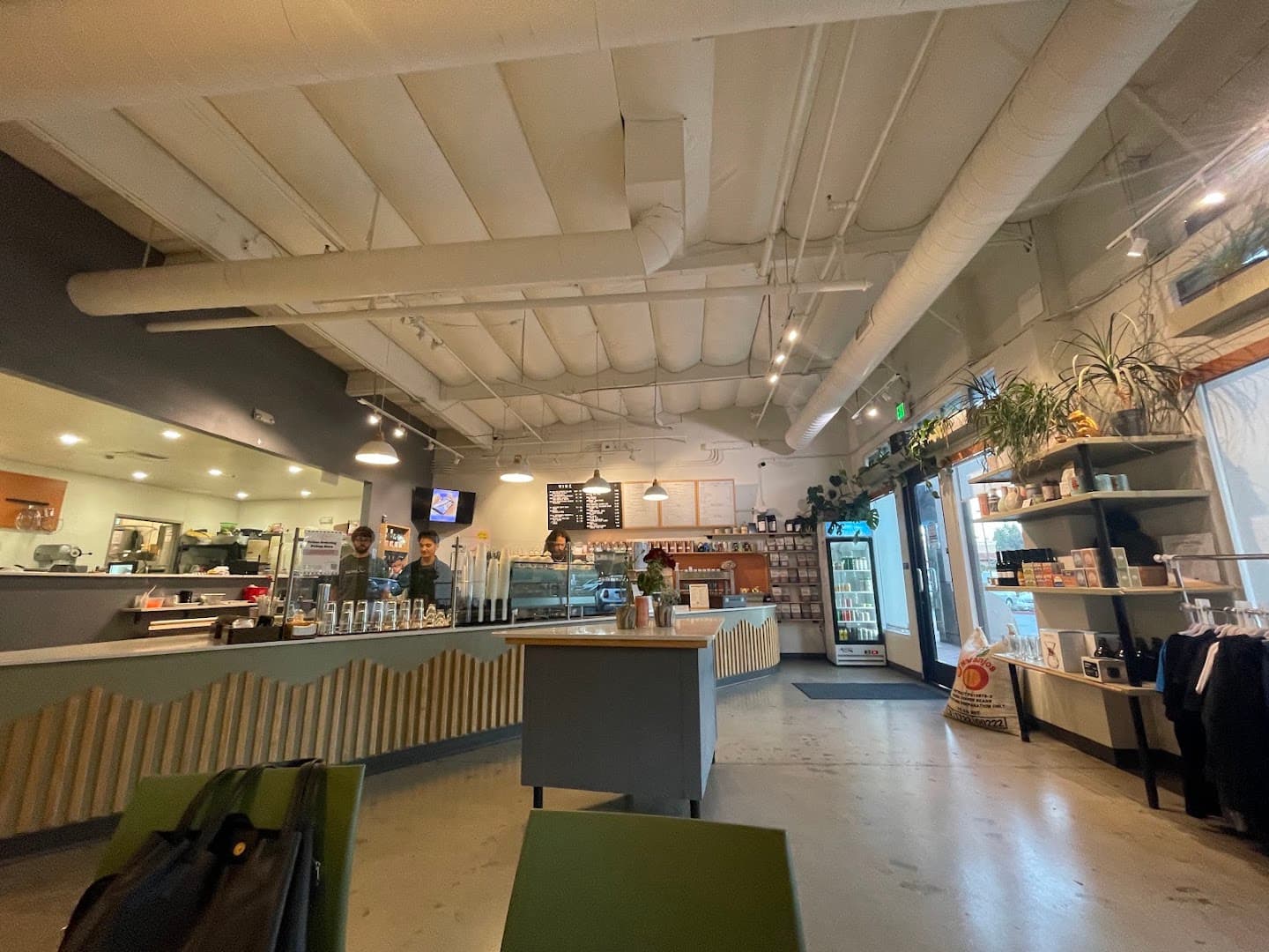 Interior of COMPA COFFEE ROASTERS, specialty coffee shop in San Diego