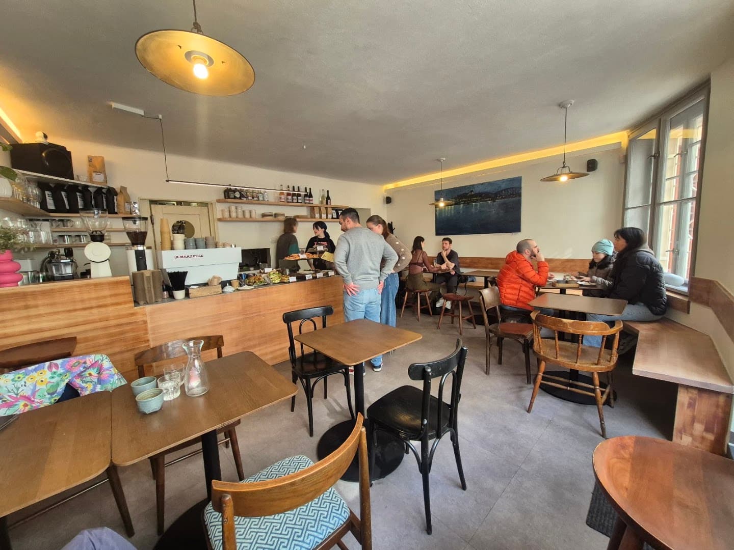 Interior of Vratislavka, specialty coffee shop in Prague