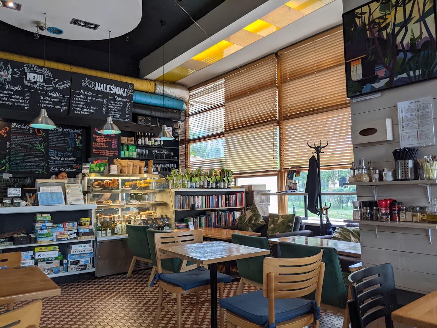 Interior of Cafe Kafka, specialty coffee shop in Warsaw
