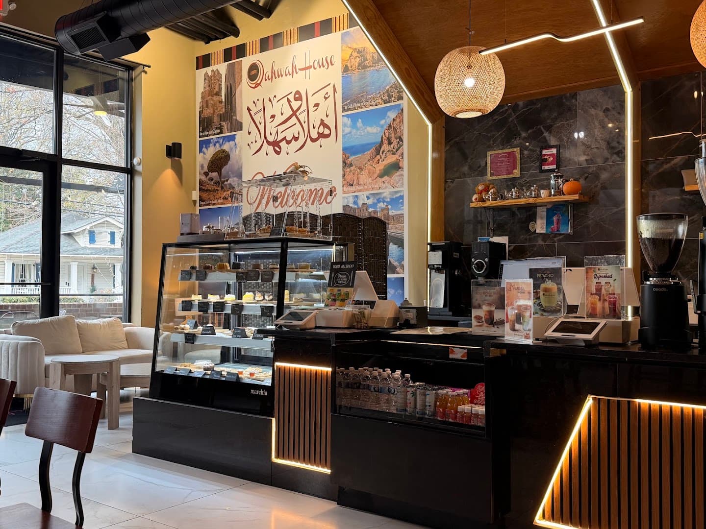 Interior of Qahwah House Coffee - Charlotte, specialty coffee shop in Charlotte