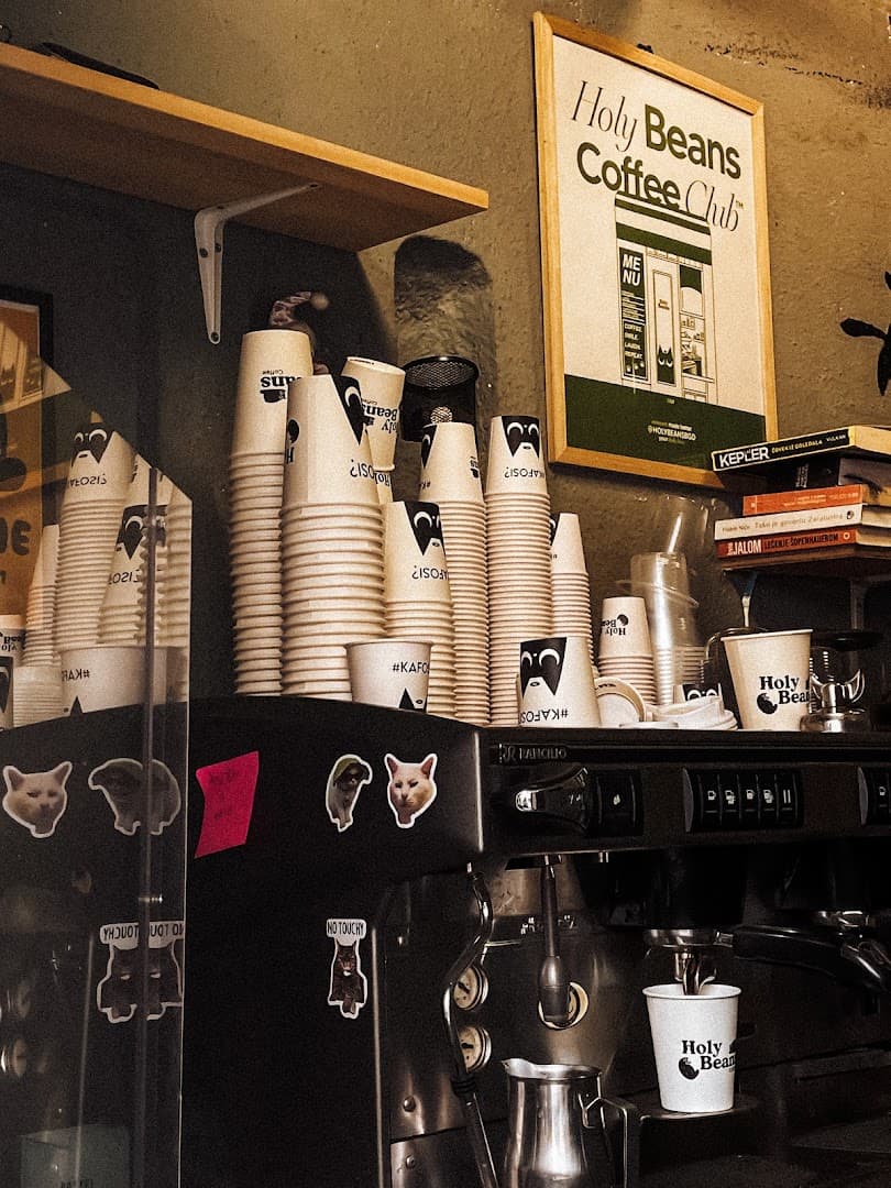 Interior of Holy Beans Nusiceva, specialty coffee shop in Belgrade