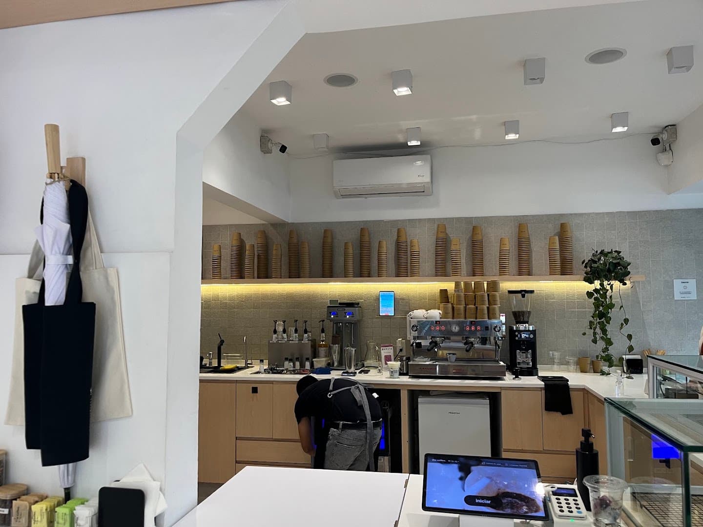 Interior of The Coffee Roma Sur, specialty coffee shop in Mexico City