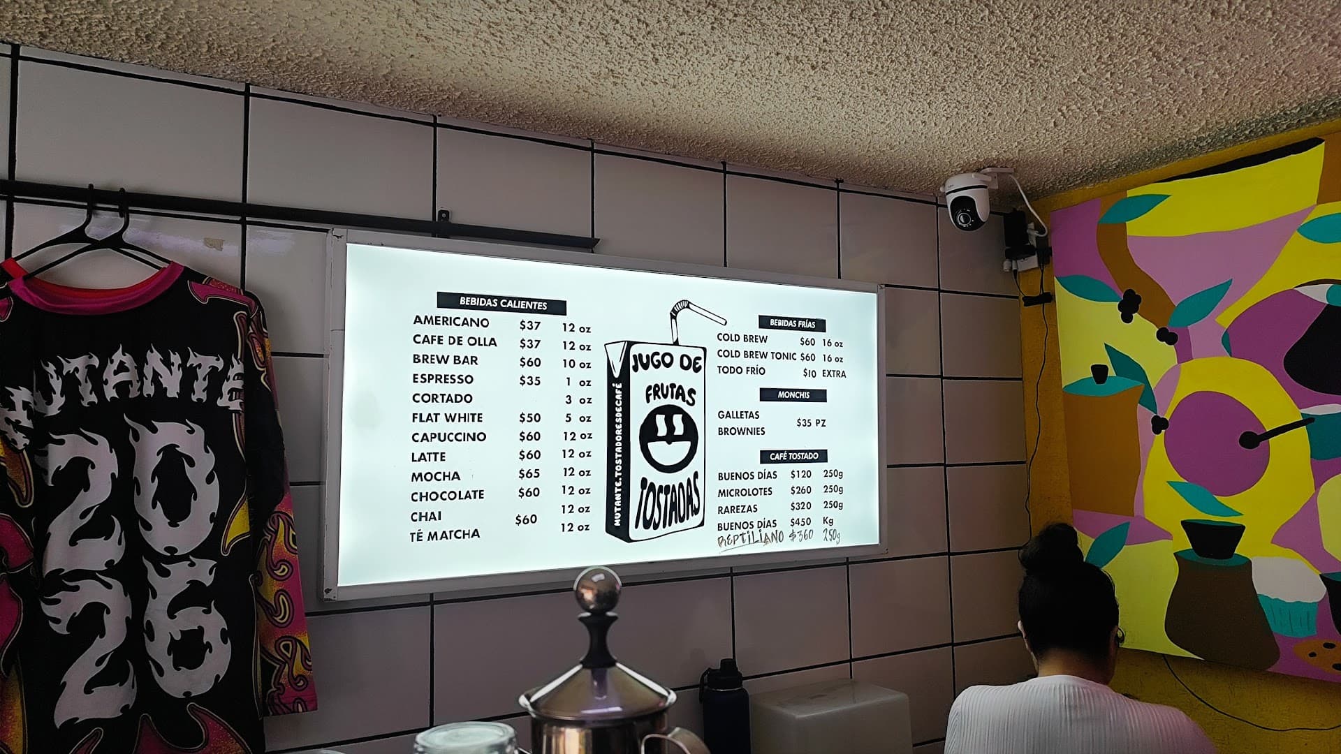 Interior of Mutante tostadores de café, specialty coffee shop in Mexico City