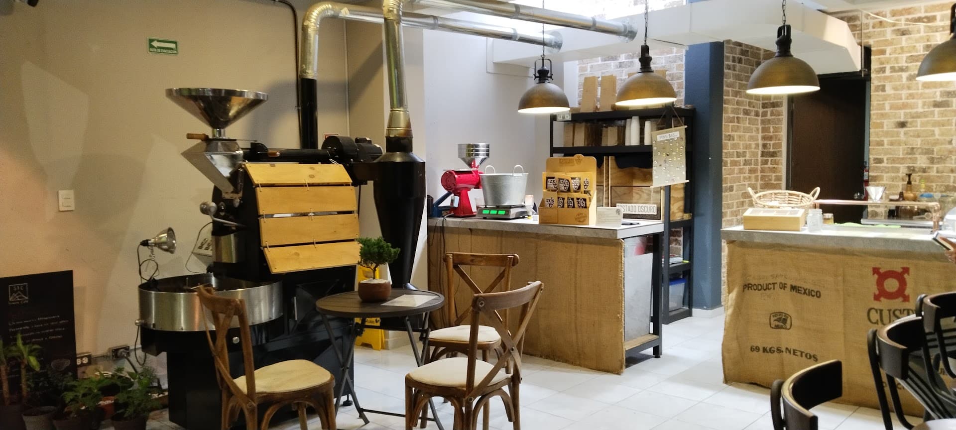 Interior of Sonoma café, specialty coffee shop in Mexico City