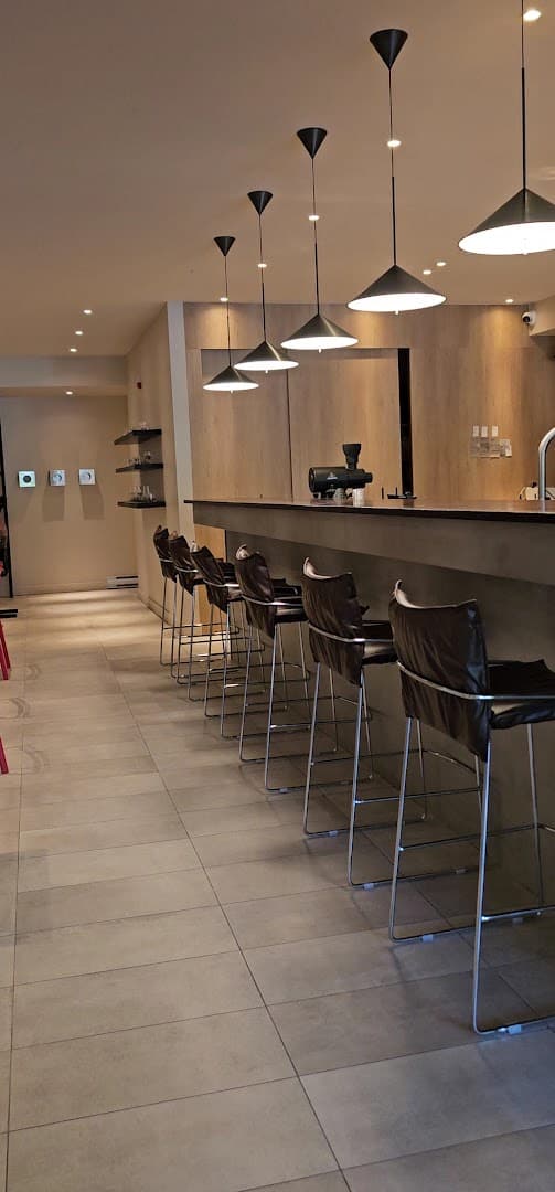Interior of Three Dots Coffee Lab, specialty coffee shop in Toronto
