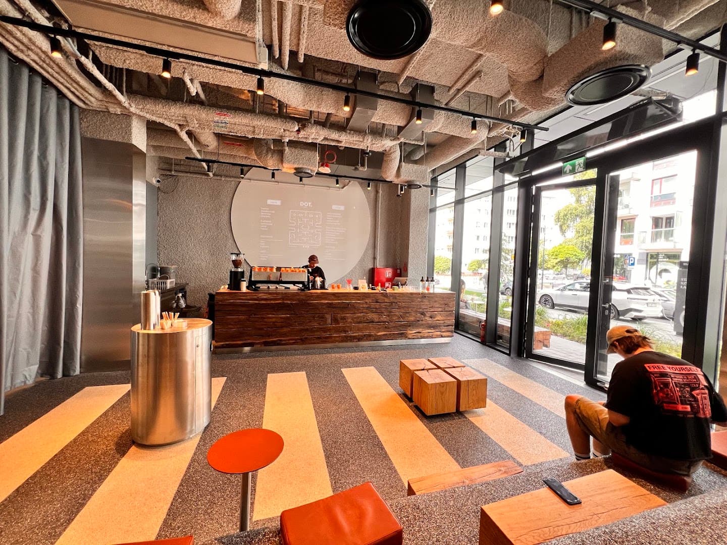 Interior of DOT. COFFEE & MATCHA BAR, specialty coffee shop in Warsaw