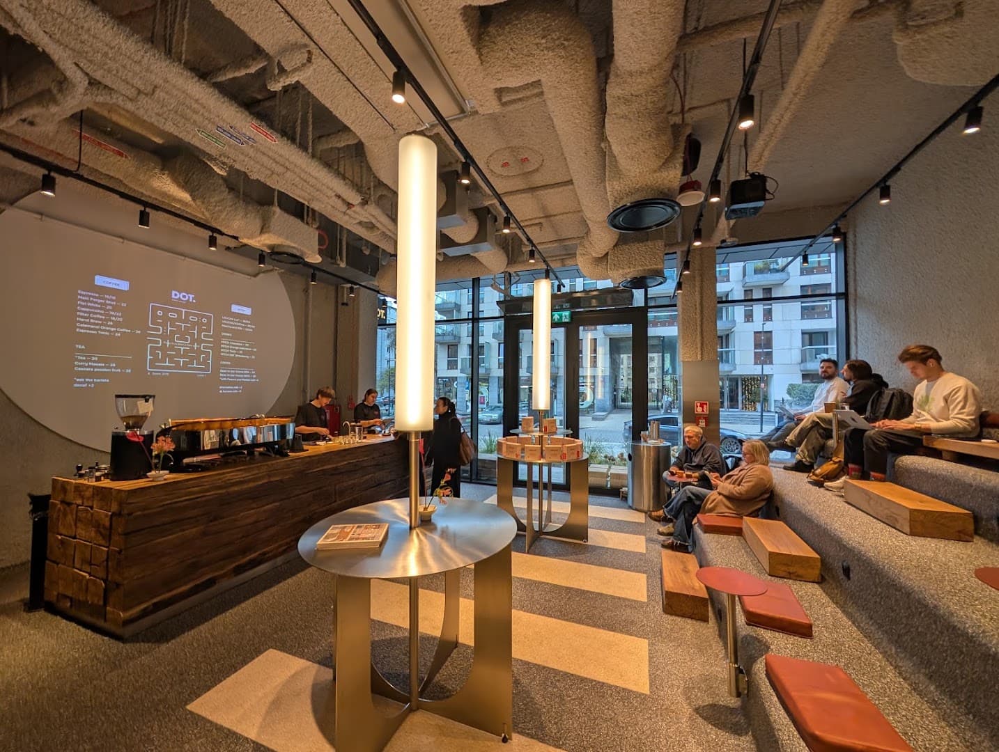 Interior of DOT. COFFEE & MATCHA BAR, specialty coffee shop in Warsaw