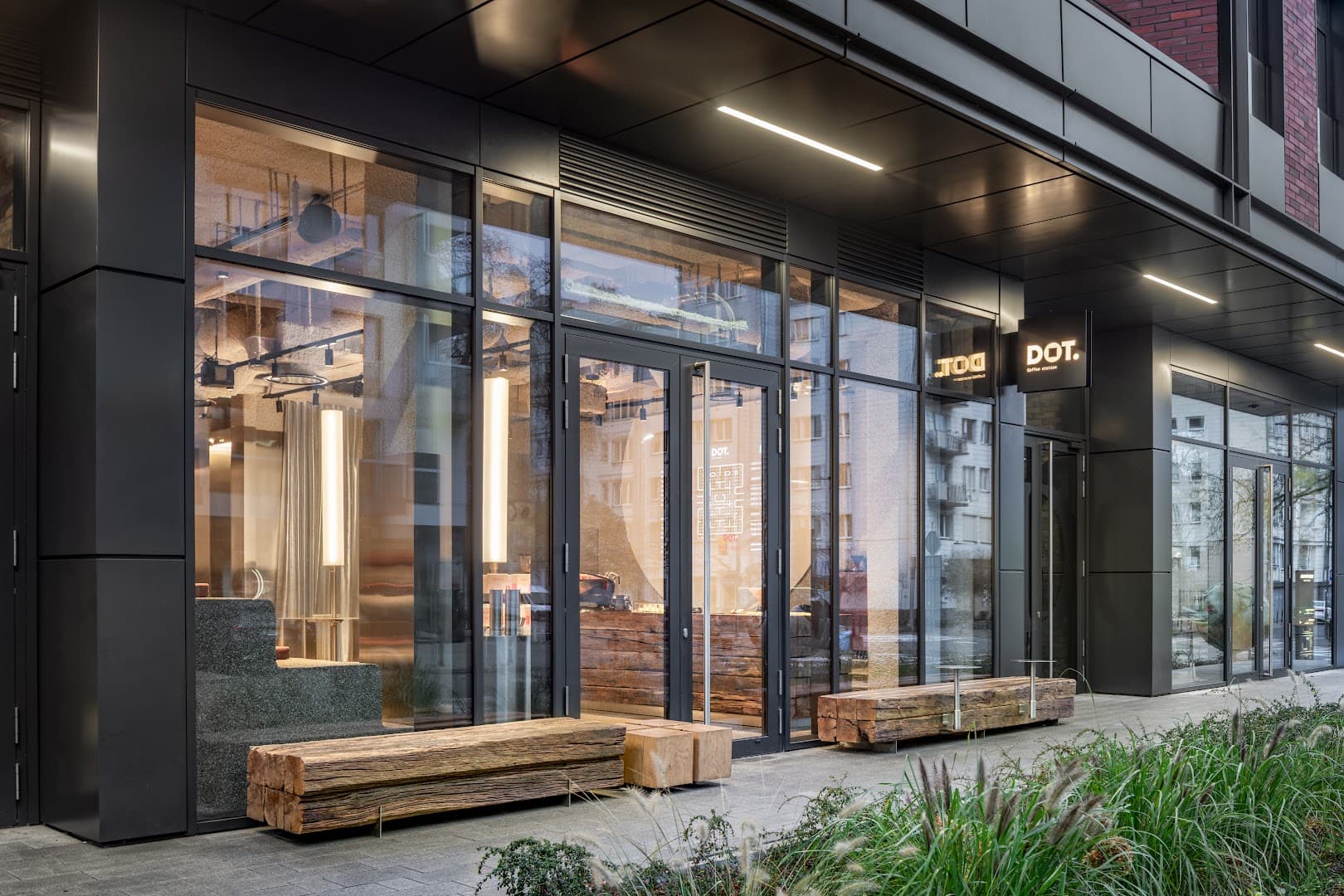 Storefront of DOT. COFFEE & MATCHA BAR, specialty coffee shop in Warsaw