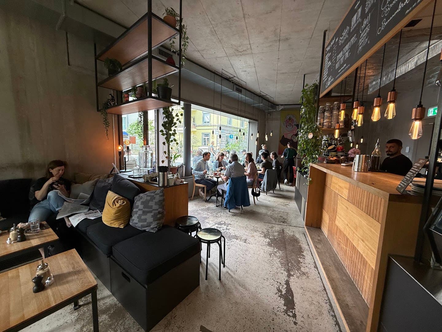 Interior of Bros Beans & Beats, specialty coffee shop in Zurich