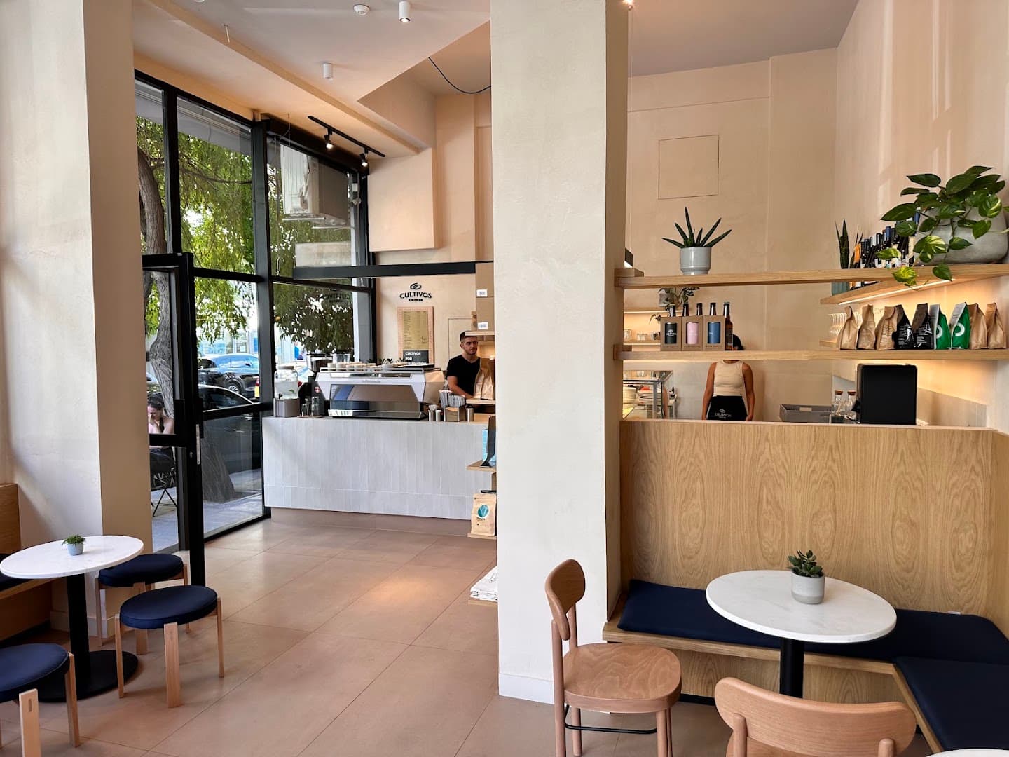 Interior of Cultivos Coffee Koukaki, specialty coffee shop in Athens