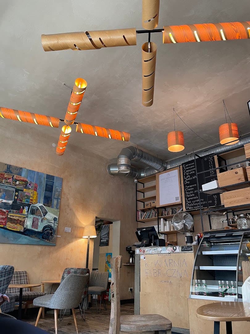 Interior of Fabryczna, specialty coffee shop in Warsaw
