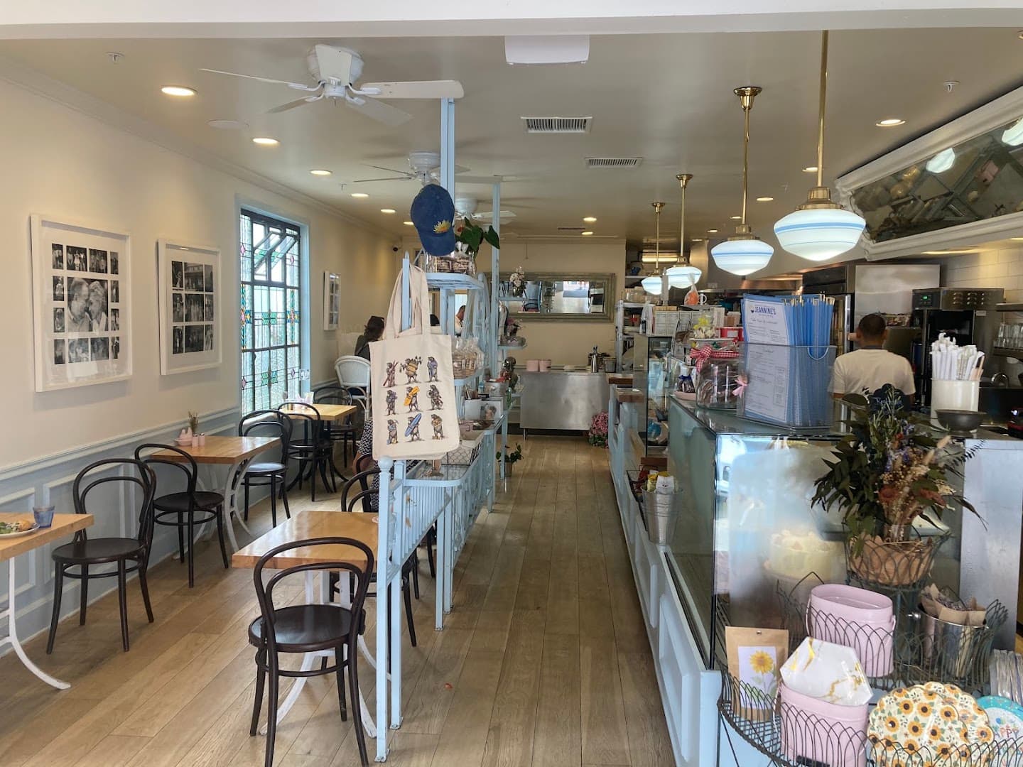 Interior of Jeannine's Restaurant & Bakery, specialty coffee shop in Santa Barbara