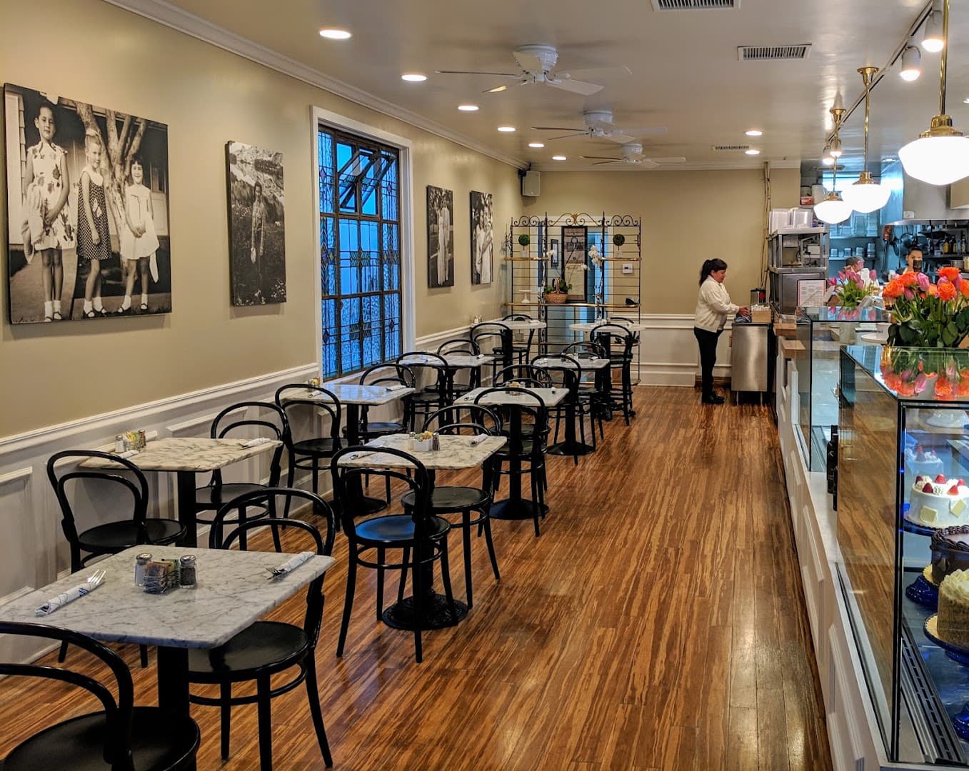 Interior of Jeannine's Restaurant & Bakery, specialty coffee shop in Santa Barbara