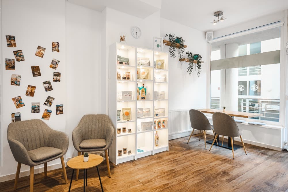 Interior of Helen's coffee Hůrka, specialty coffee shop in Prague