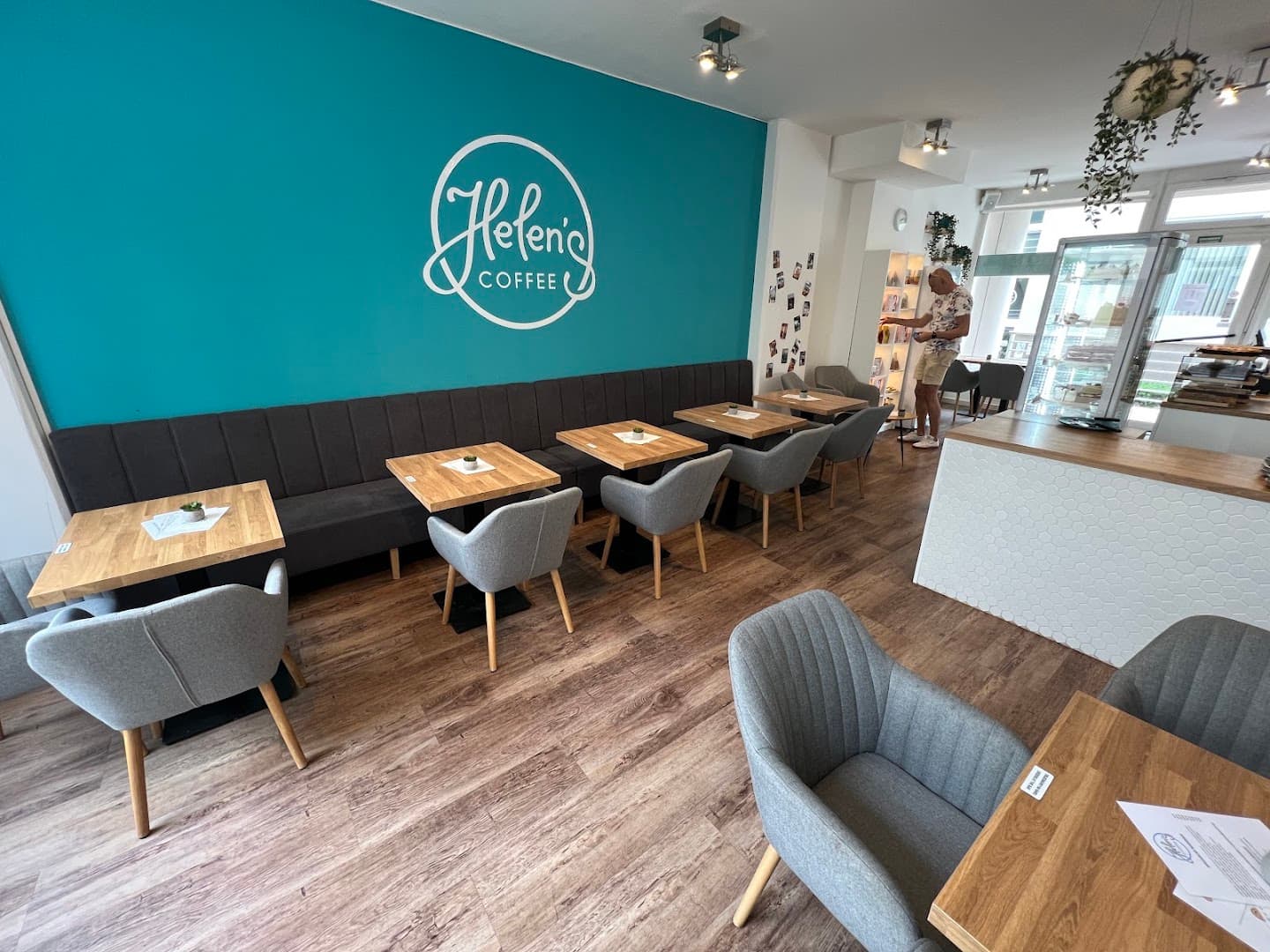 Interior of Helen's coffee Hůrka, specialty coffee shop in Prague