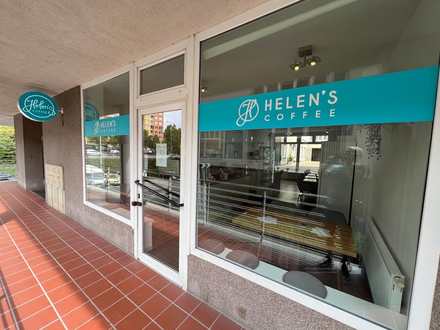 Storefront of Helen's coffee Hůrka, specialty coffee shop in Prague