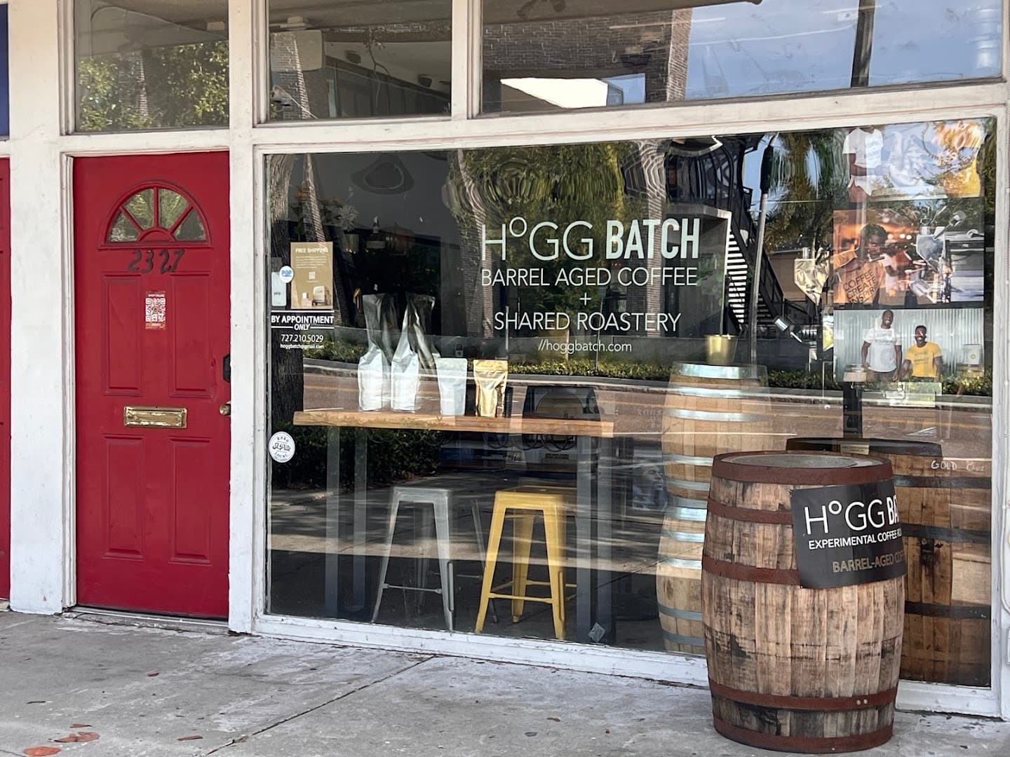 Storefront of Hogg Batch Coffee Roastery, specialty coffee shop in Tampa-St. Petersburg