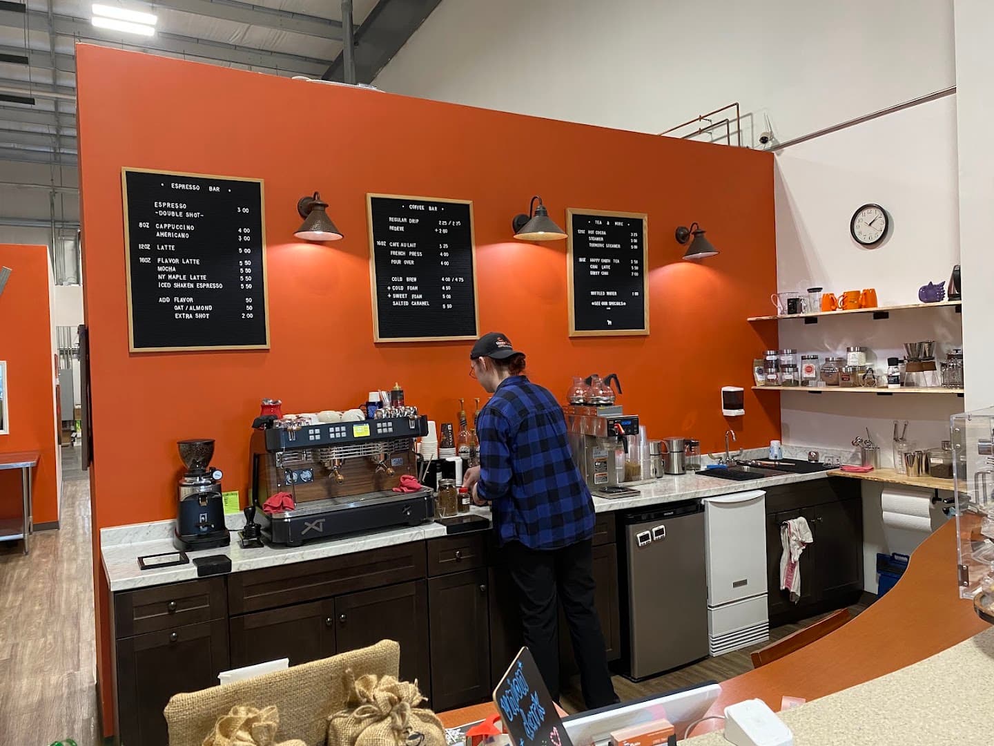Interior of Union Place Coffee Roasters, specialty coffee shop in Rochester