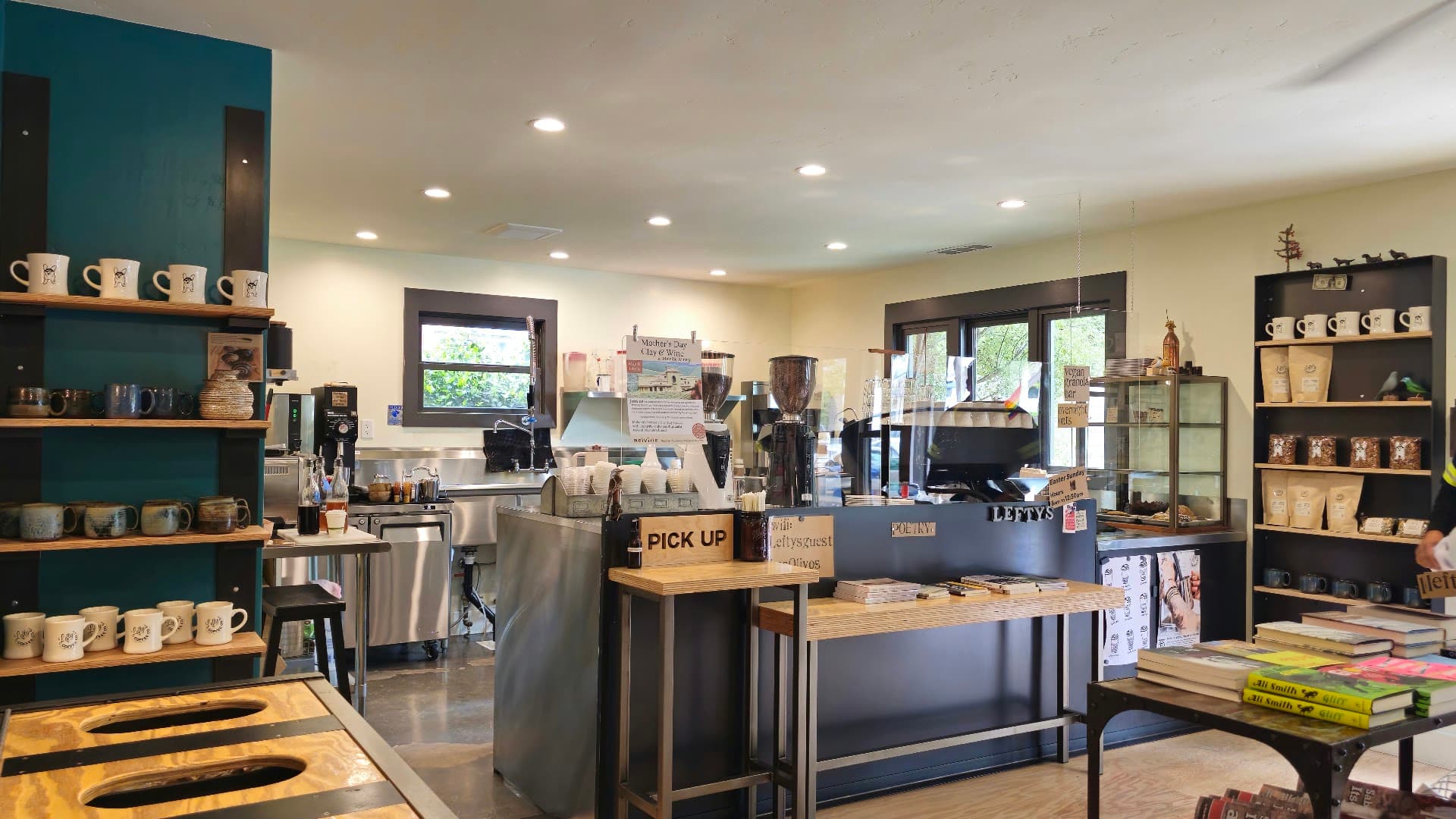 Interior of Lefty's Coffee Co., specialty coffee shop in Santa Barbara