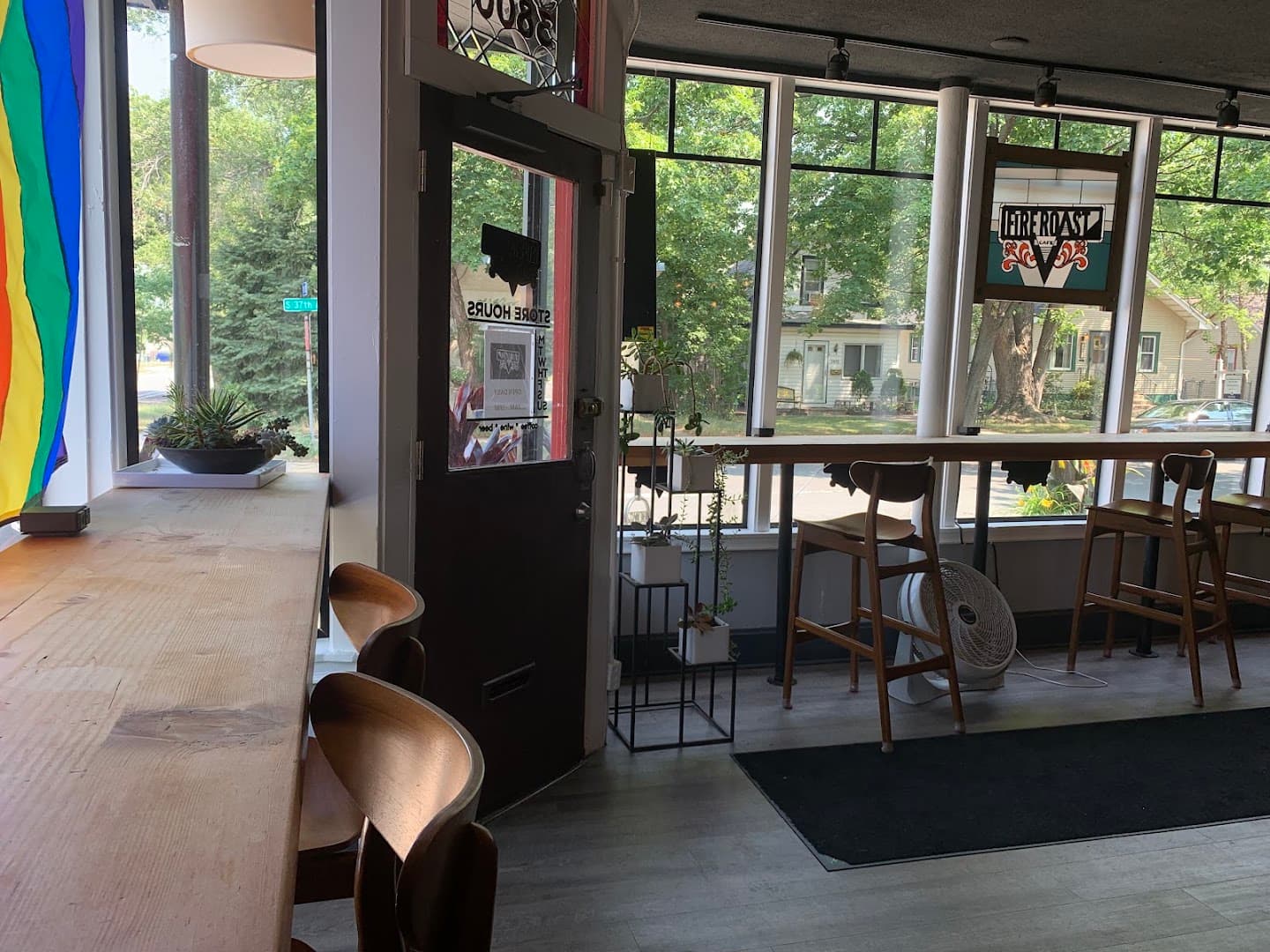 Interior of Fireroast Coffee, specialty coffee shop in Minneapolis