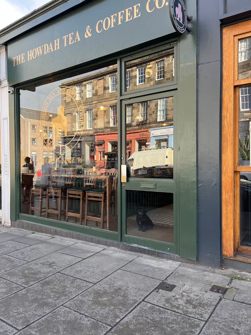 Storefront of The Howdah Tea and Coffee Company, specialty coffee shop in Edinburgh