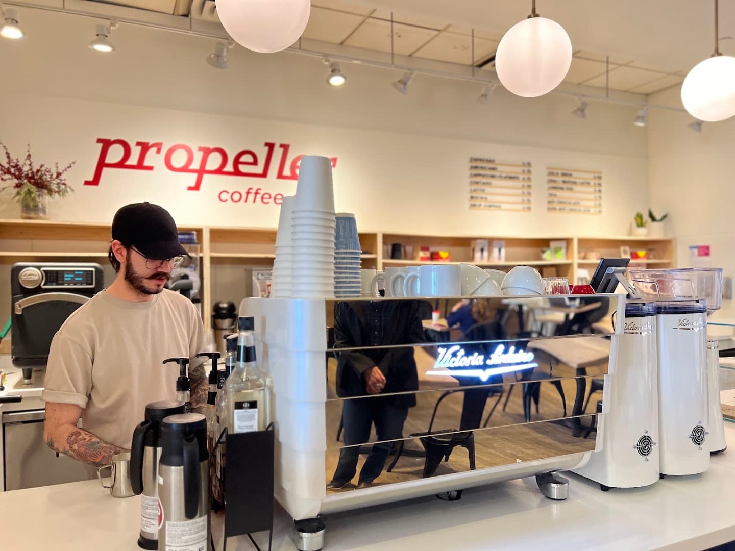 Interior of Propeller Coffee Co., specialty coffee shop in Toronto
