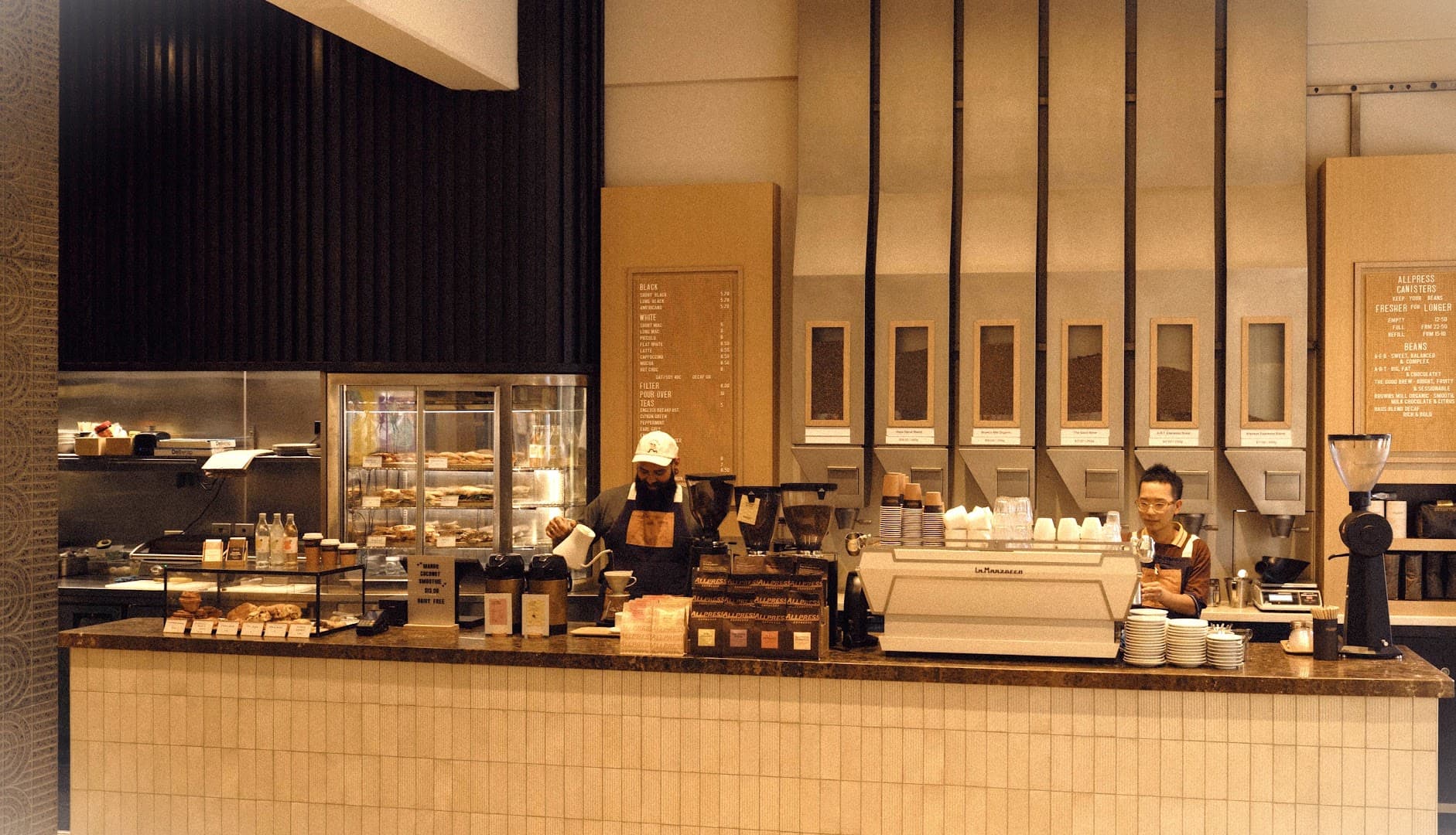 Interior of Allpress Roastery, specialty coffee shop in Auckland