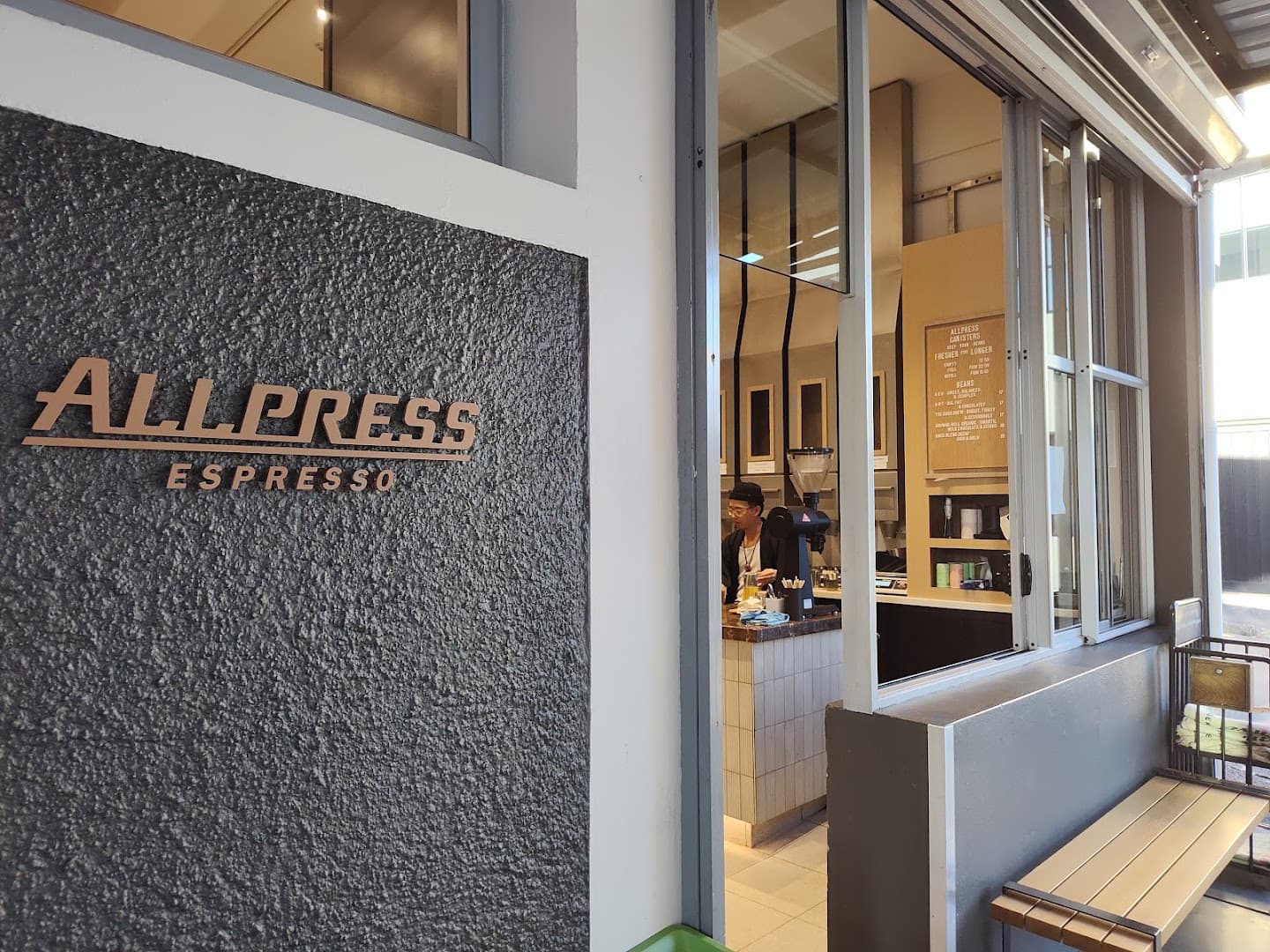 Storefront of Allpress Roastery, specialty coffee shop in Auckland