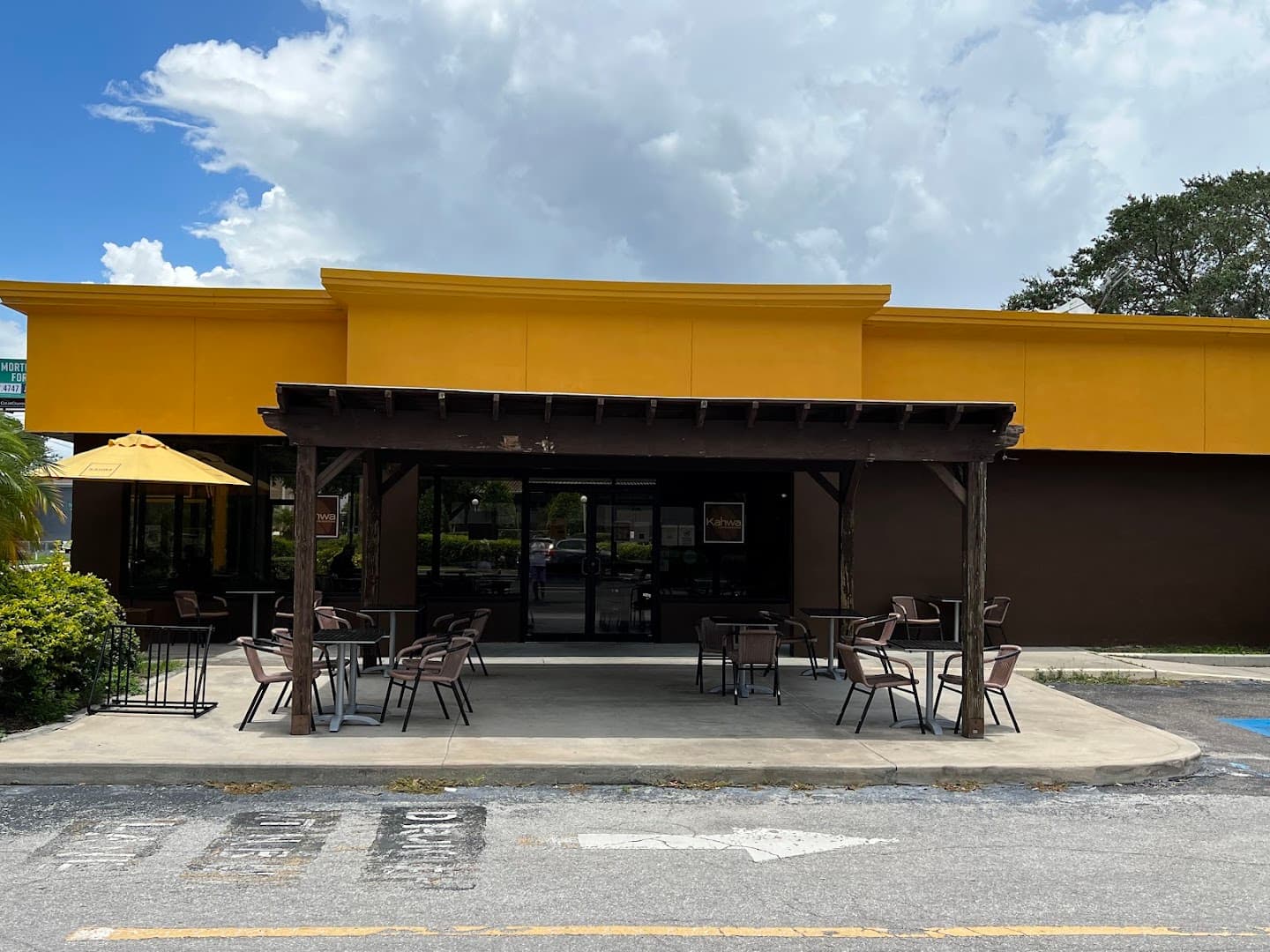 Storefront of Kahwa Coffee, specialty coffee shop in Tampa-St. Petersburg