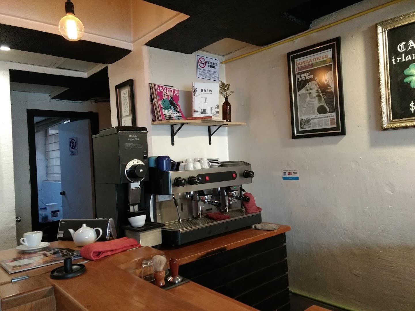Interior of Pólvora Café, specialty coffee shop in Mexico City