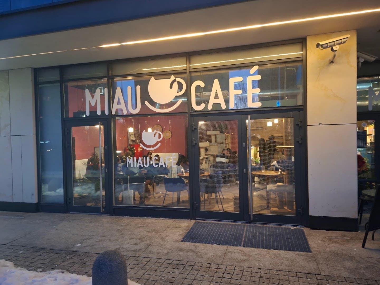 Storefront of Miau Cafe, specialty coffee shop in Warsaw