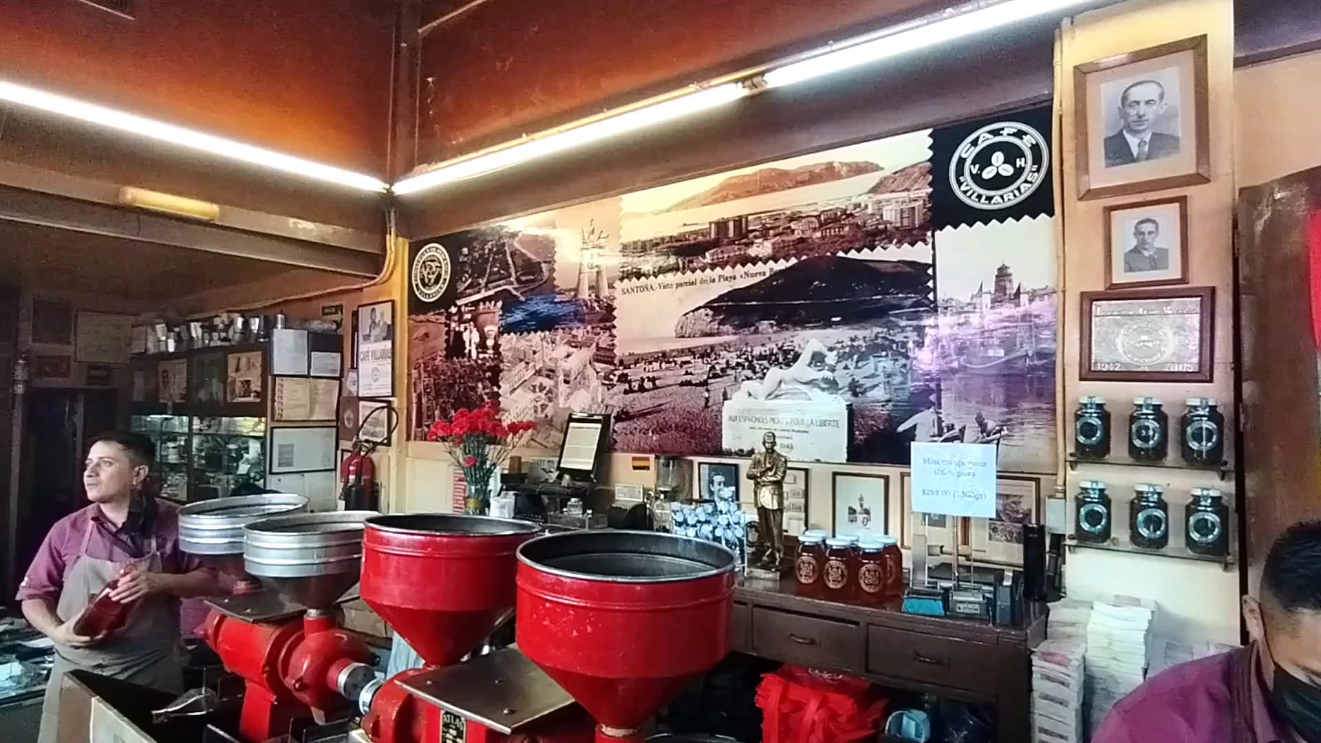 Interior of Café Villarías, specialty coffee shop in Mexico City