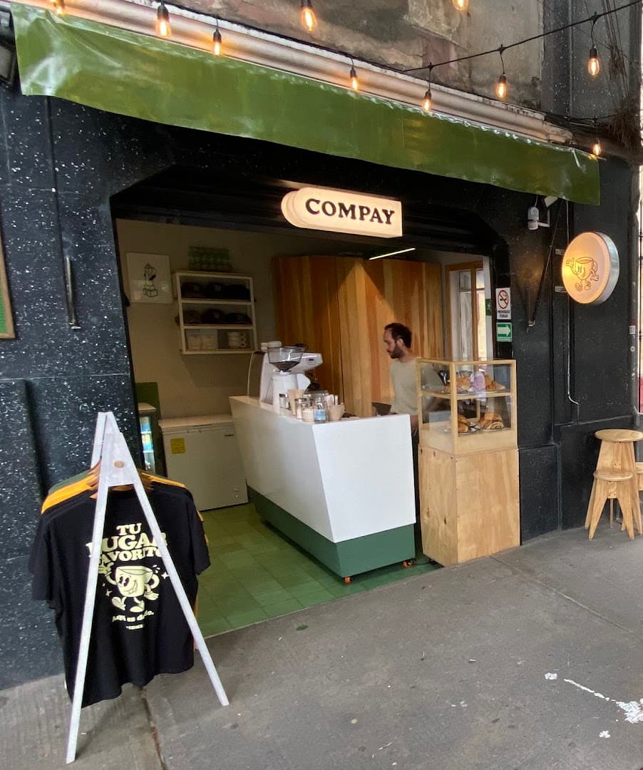 Storefront of Compay, specialty coffee shop in Mexico City