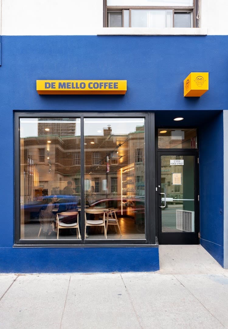 Storefront of De Mello Coffee, specialty coffee shop in Toronto