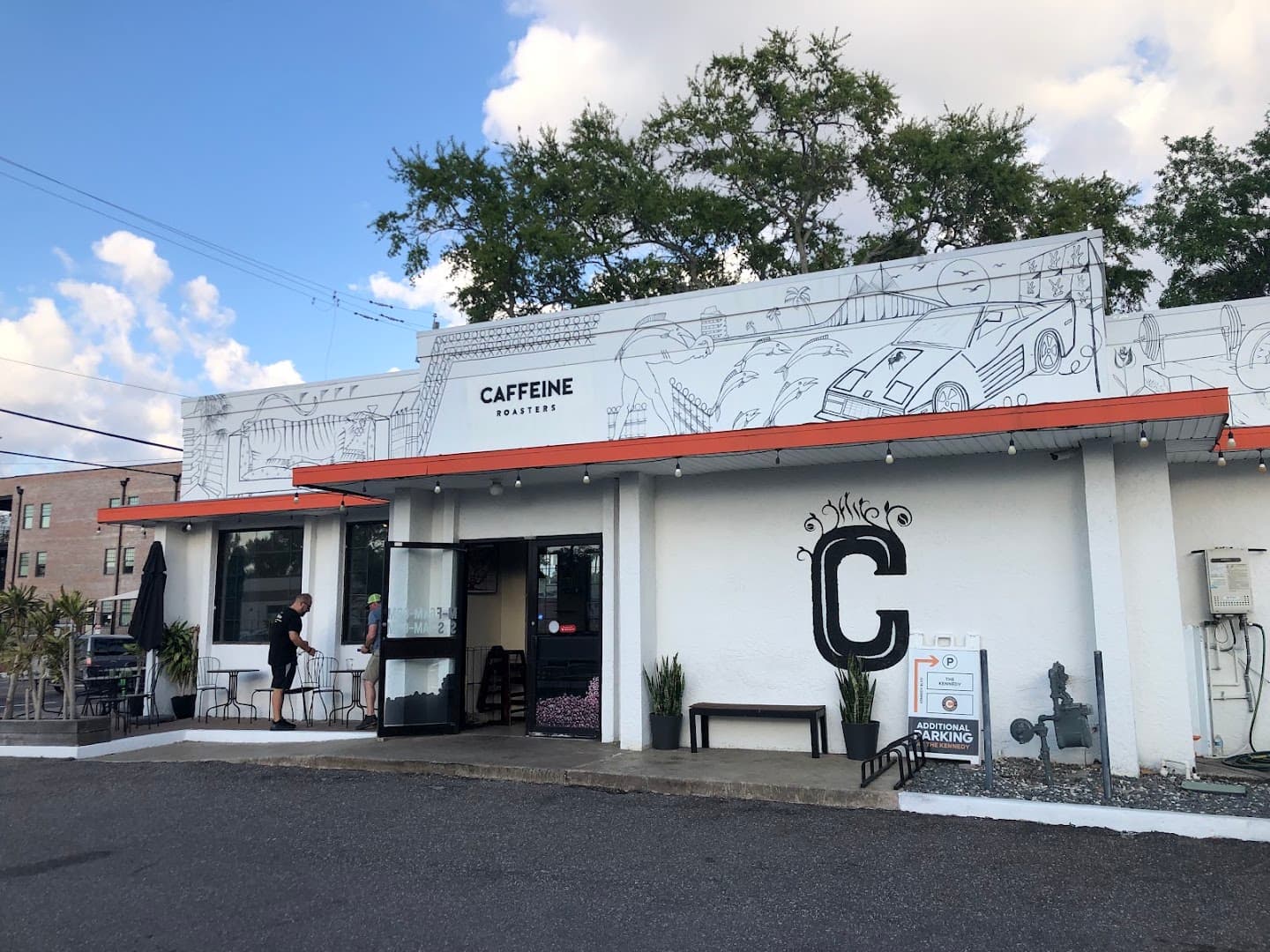Storefront of Caffeine Roasters, specialty coffee shop in Tampa-St. Petersburg