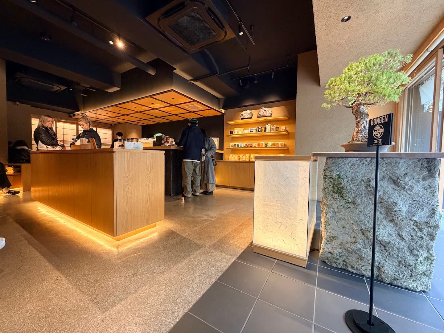 Interior of BONGEN COFFEE Tokyo Nihonbashi, specialty coffee shop in Tokyo
