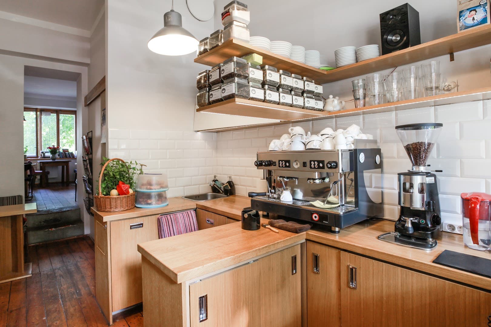 Interior of U Krawca Café, specialty coffee shop in Warsaw