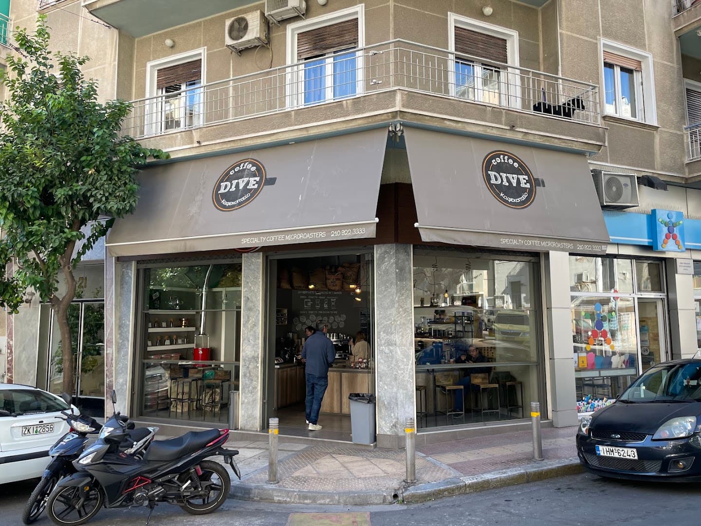 Storefront of Coffee Dive, specialty coffee shop in Athens