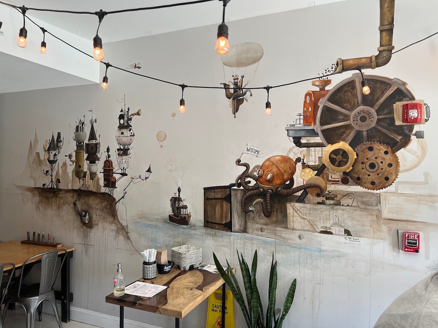 Interior of Steamworks Coffee, specialty coffee shop in Buffalo