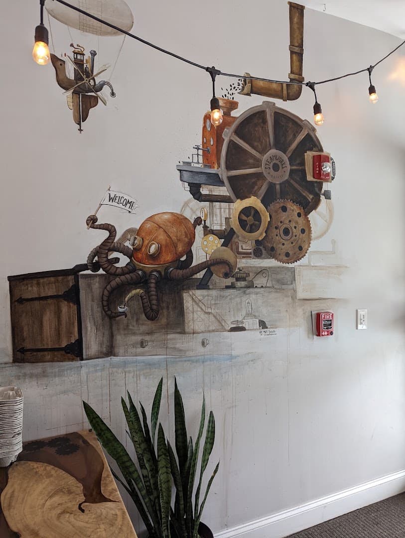 Interior of Steamworks Coffee, specialty coffee shop in Buffalo